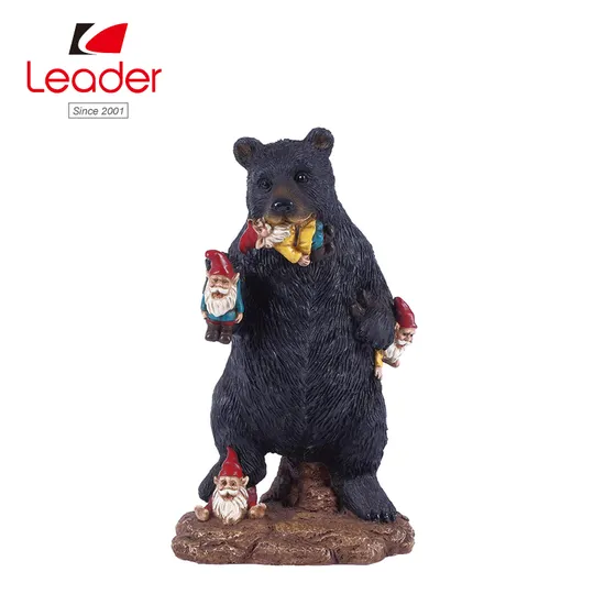 Handcrafts Polyresin Garden Gnome Massacre, Lawn Gnome Black Bear 