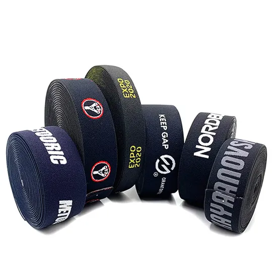 Custom Embroidery Elastic Band Jacquard Logo Metallic Glitter Woven Elastic Webbing for Clothes/Bags 