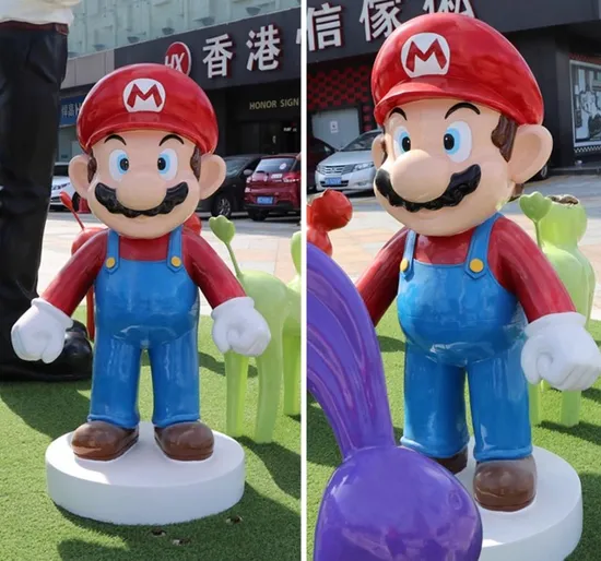 Fiberglass Hand Craft Home Decoration Life Size Super Mario Statue Cartoon Figure 