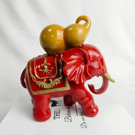 Creative Resin Handcraft Red Elephant Home Office Decoration Lucky Bag Fortune Ornament 